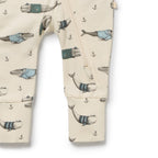 Woolly Whales Organic Zipsuit with Feet