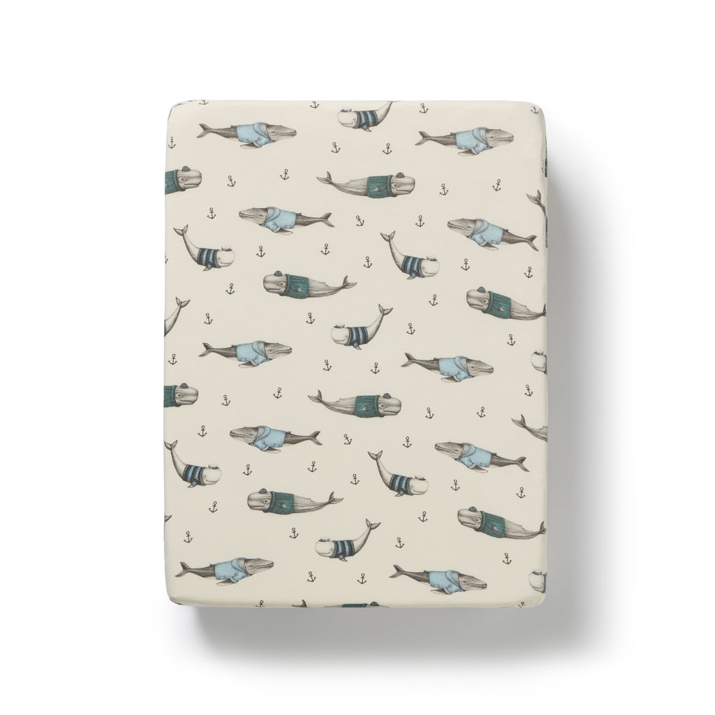 Woolly Whales Organic Bassinet Sheet
