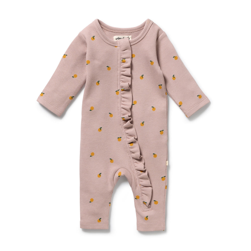 Mini Mando Organic Waffle Ruffle Zipsuit