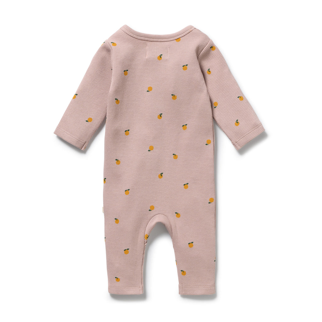 Mini Mando Organic Waffle Ruffle Zipsuit