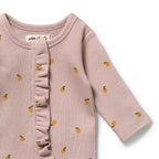 Mini Mando Organic Waffle Ruffle Zipsuit