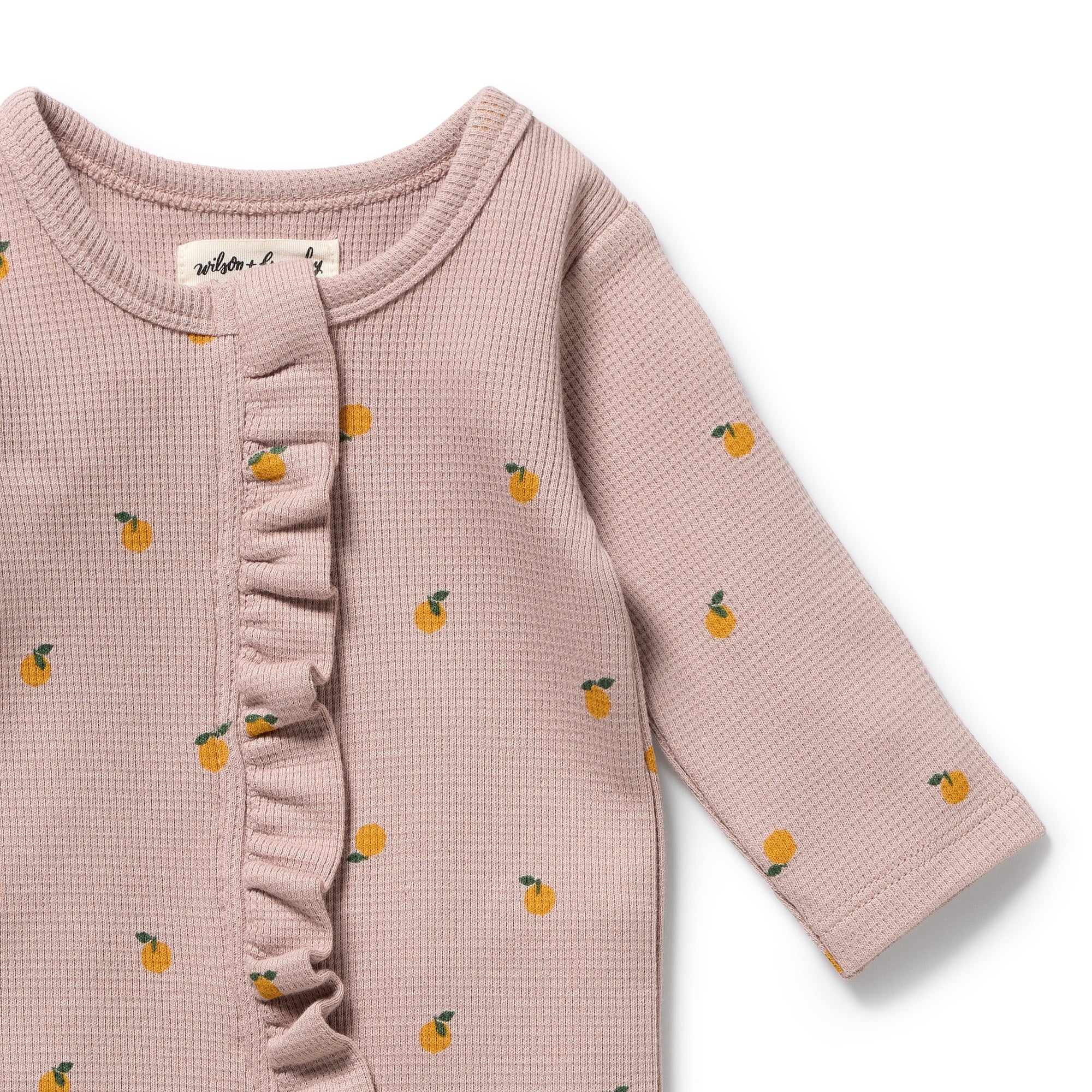 Mini Mando Organic Waffle Ruffle Zipsuit