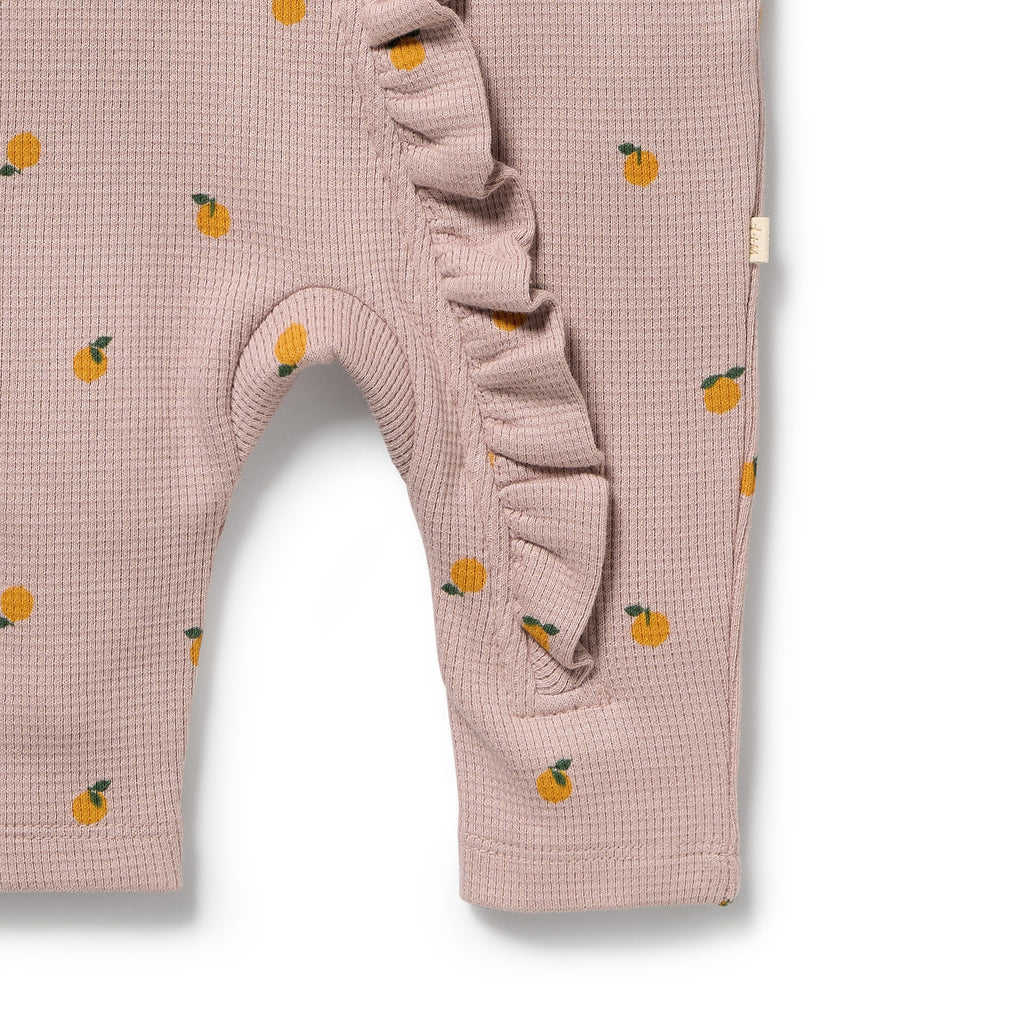 Mini Mando Organic Waffle Ruffle Zipsuit