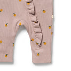 Mini Mando Organic Waffle Ruffle Zipsuit