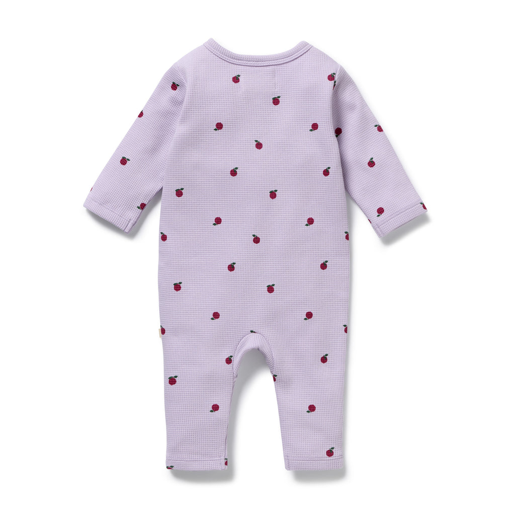 Berry Plums Organic Waffle Ruffle Zipsuit