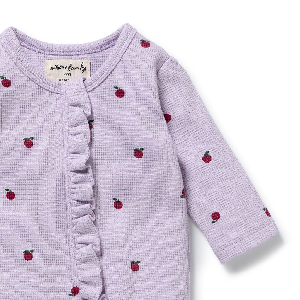 Berry Plums Organic Waffle Ruffle Zipsuit