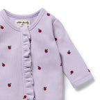 Berry Plums Organic Waffle Ruffle Zipsuit