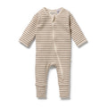 Nutmeg Stripe Organic Waffle Zipsuit