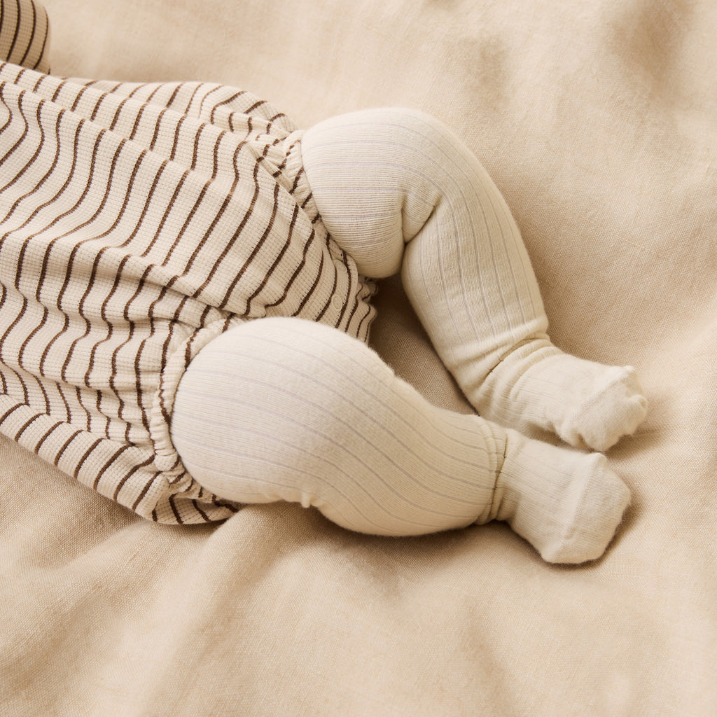 Nutmeg Stripe Organic Waffle Bodysuit