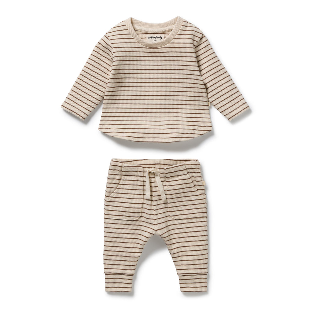 Nutmeg Stripe Organic Waffle Set