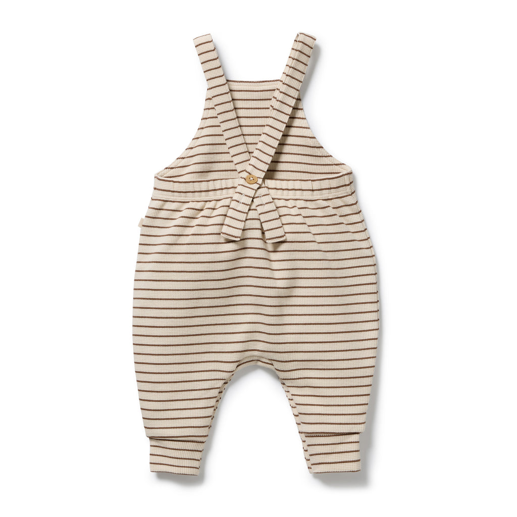 Nutmeg Stripe Organic Waffle Overall