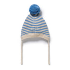 Frosted Blue Organic Knitted Stripe Bonnet