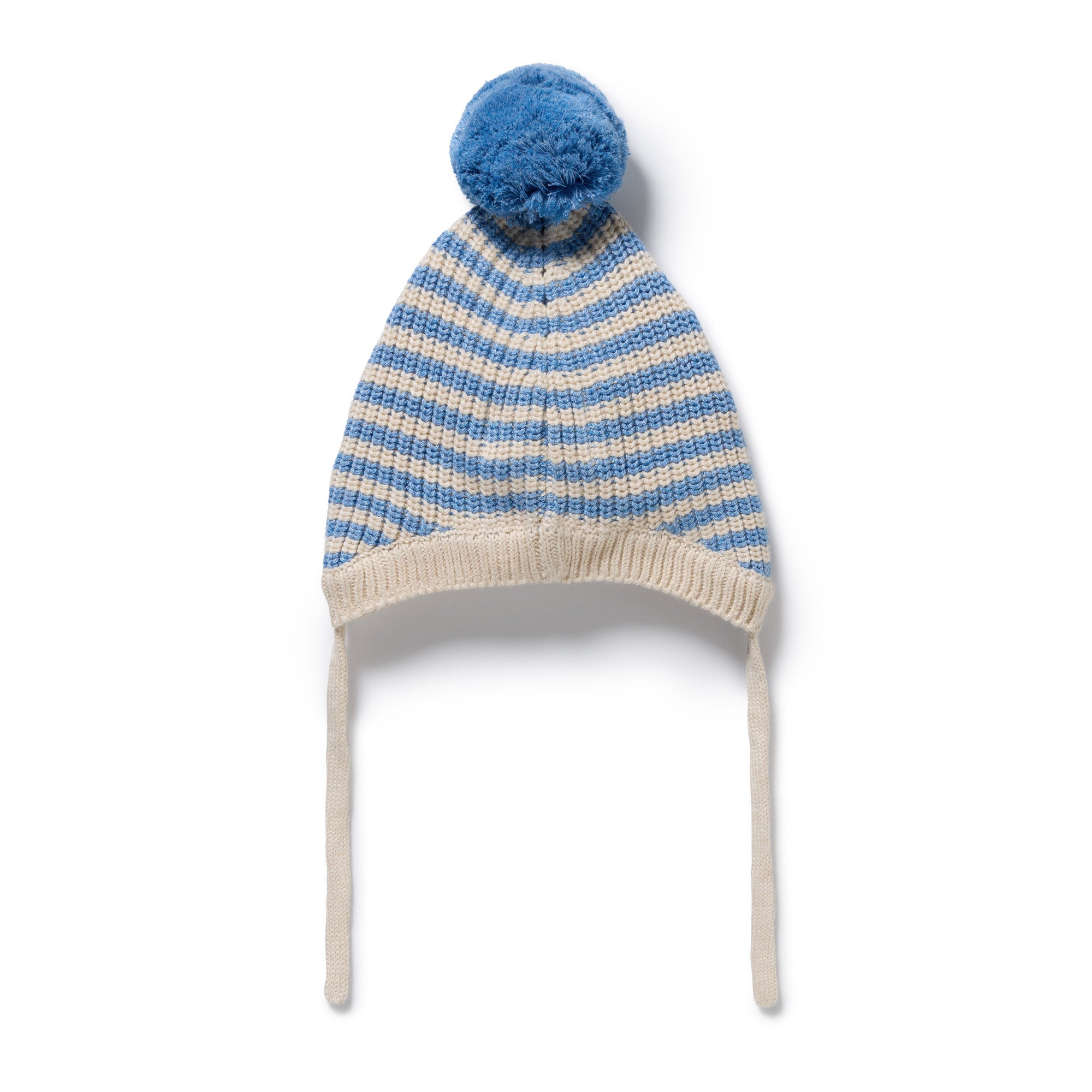 Frosted Blue Organic Knitted Stripe Bonnet