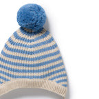 Frosted Blue Organic Knitted Stripe Bonnet