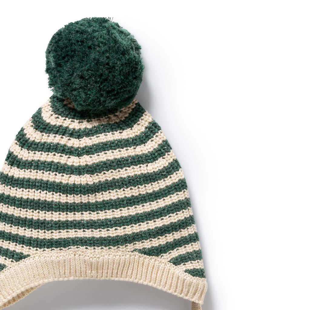 Clover Organic Knitted Stripe Bonnet
