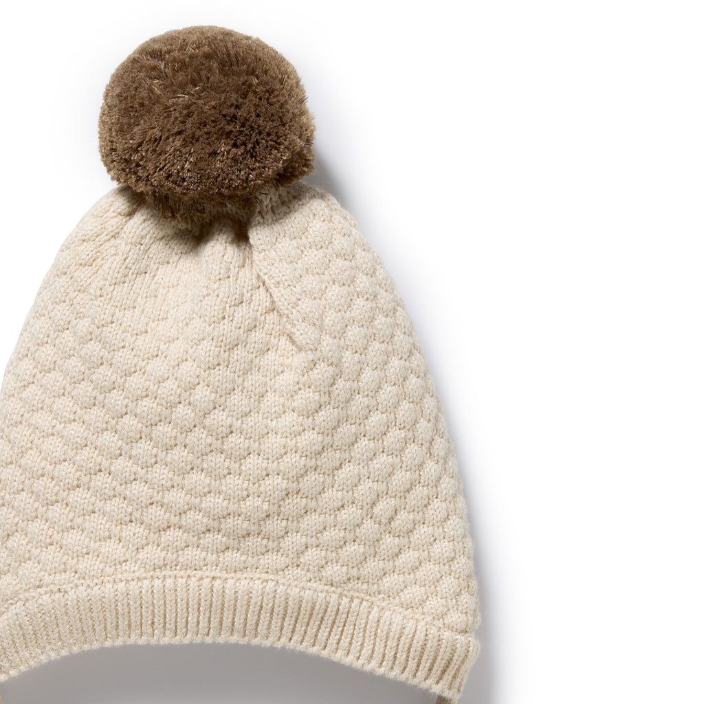 Cream Organic Knitted Bubble Bonnet