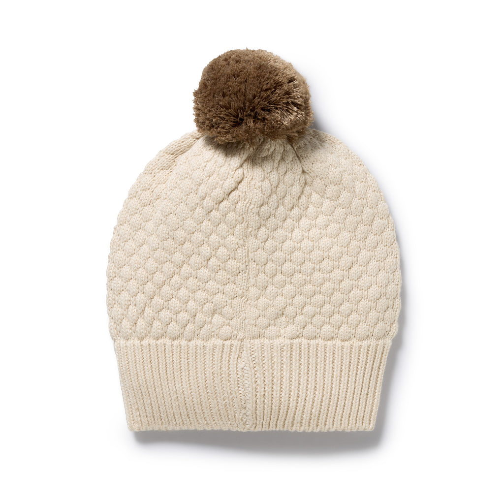 Cream Organic Knitted Bubble Hat