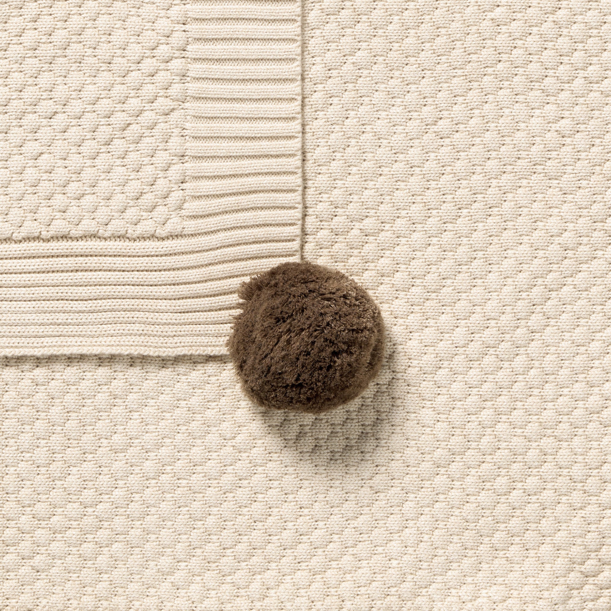 Cream Organic Knitted Bubble Blanket