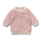 Rhubarb and Cream Organic Knitted Stripe Kimono Cardigan