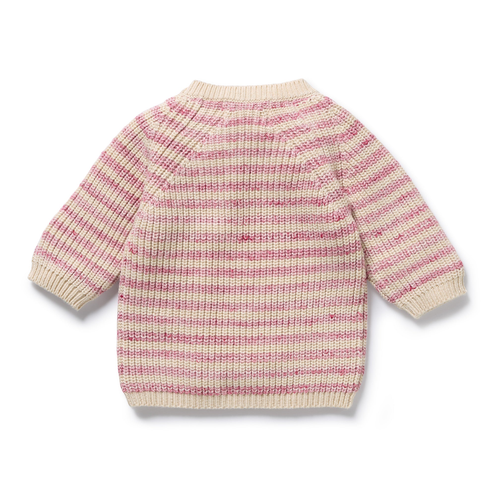Rhubarb and Cream Organic Knitted Stripe Kimono Cardigan