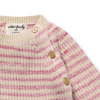 Rhubarb and Cream Organic Knitted Stripe Kimono Cardigan