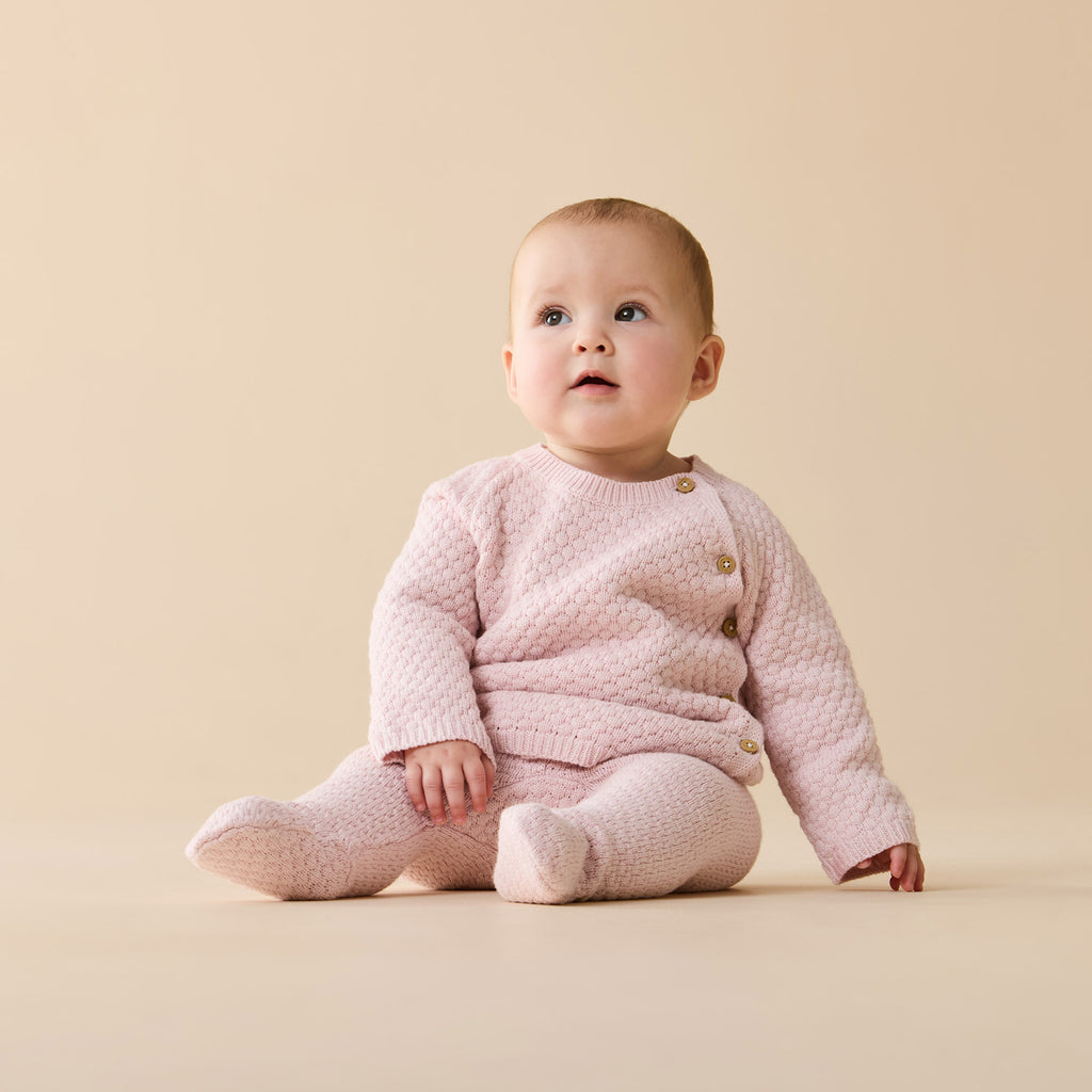 Marshmallow Organic Knitted Bubble Kimono Cardigan