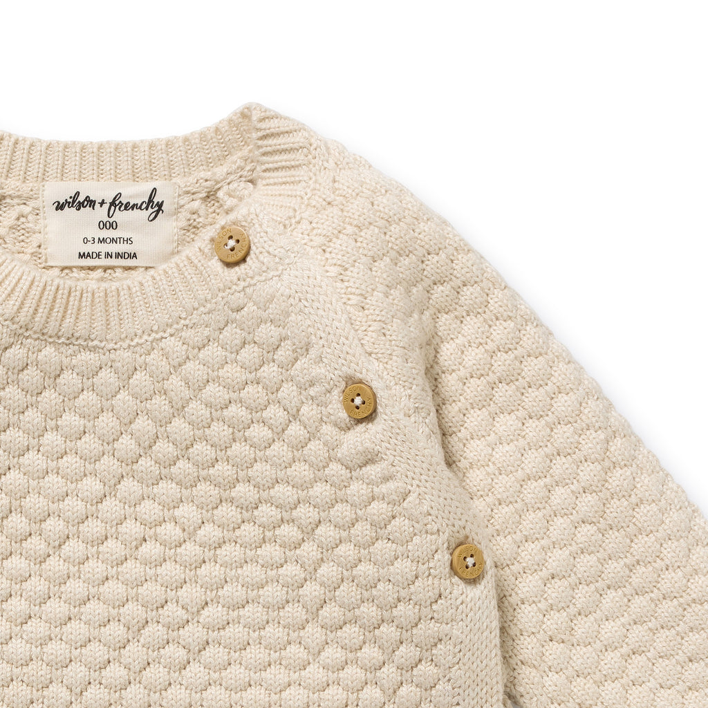 Cream Organic Knitted Bubble Kimono Cardigan