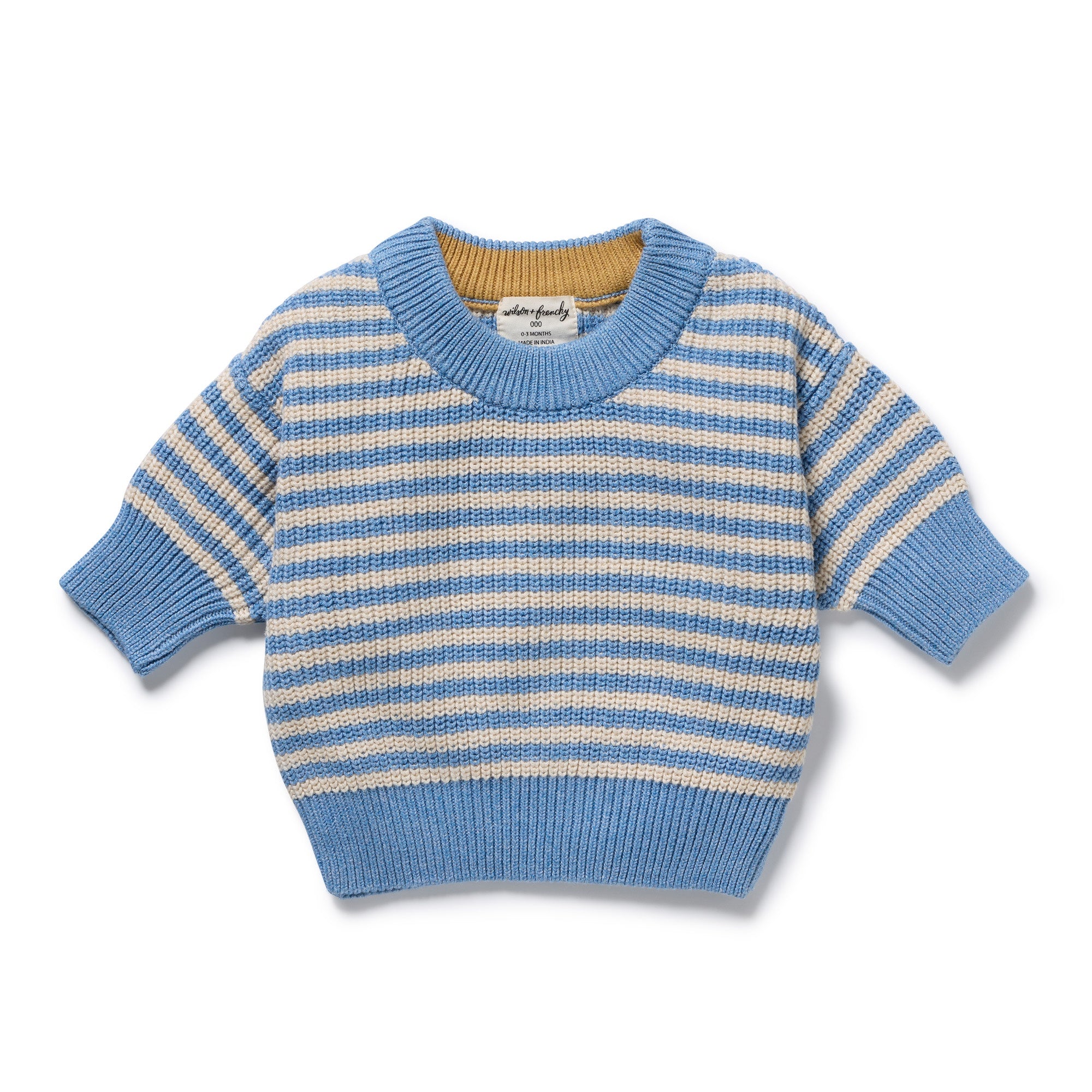 Frosted Blue Organic Knitted Stripe Jumper