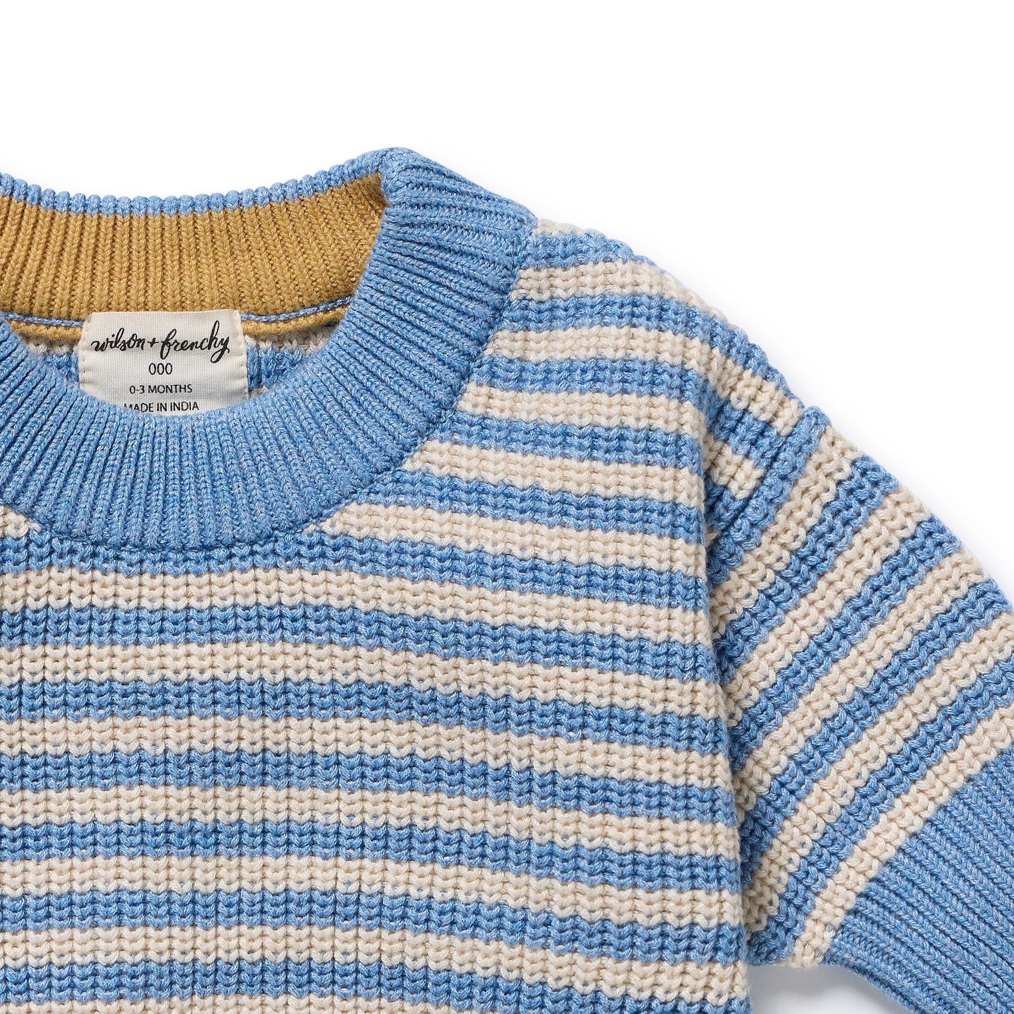 Frosted Blue Organic Knitted Stripe Jumper