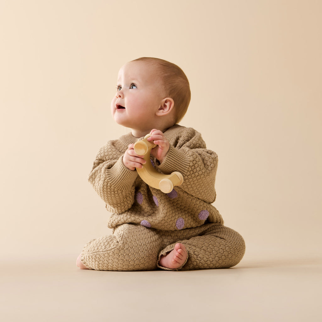 Oat and Mulberry Organic Knitted Bauble Jumper