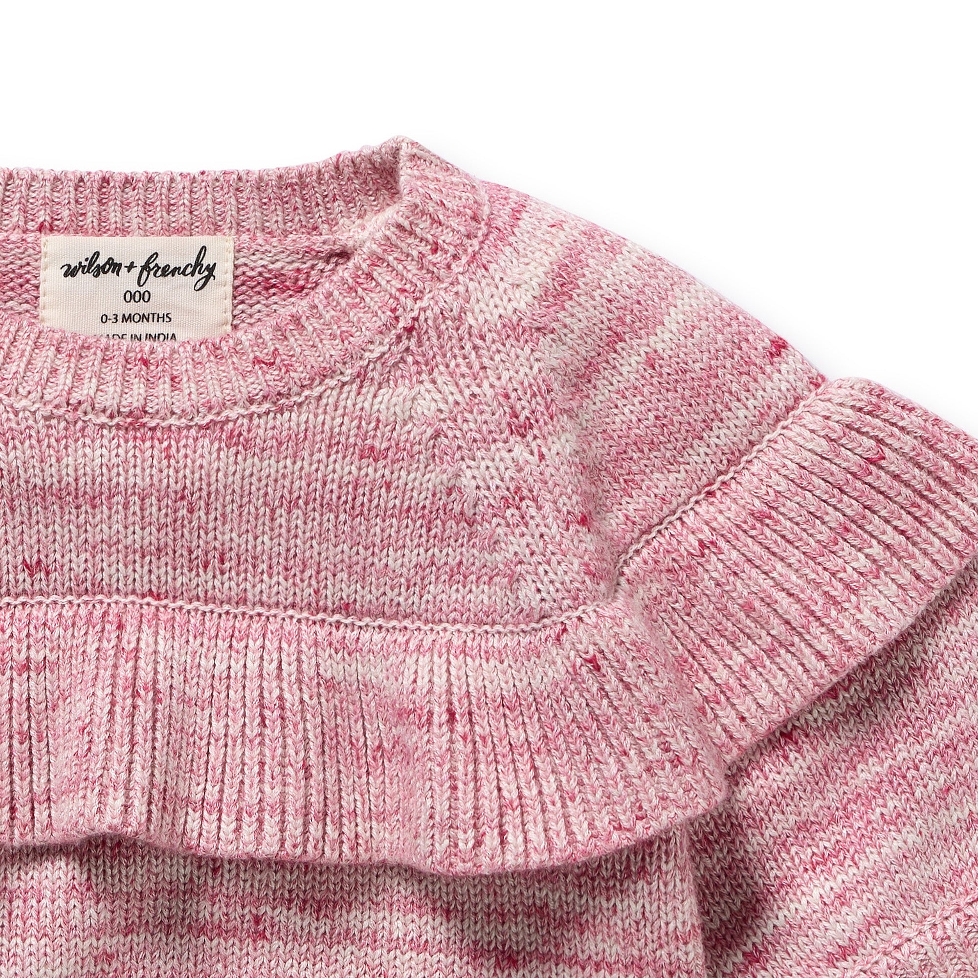 Rhubarb and Cream Organic Knitted Ruffle Jumper