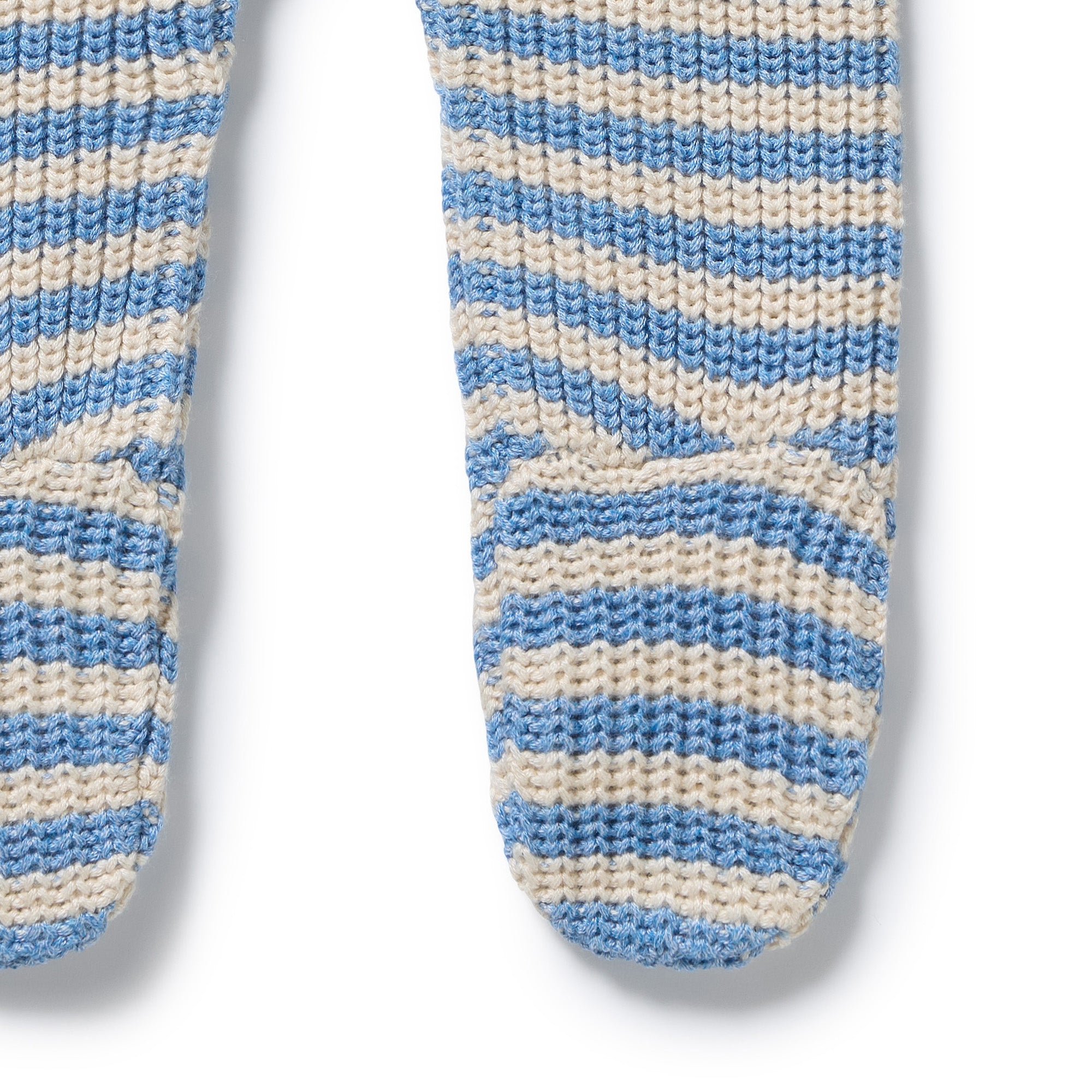 Frosted Blue Organic Knitted Stripe Legging with Feet