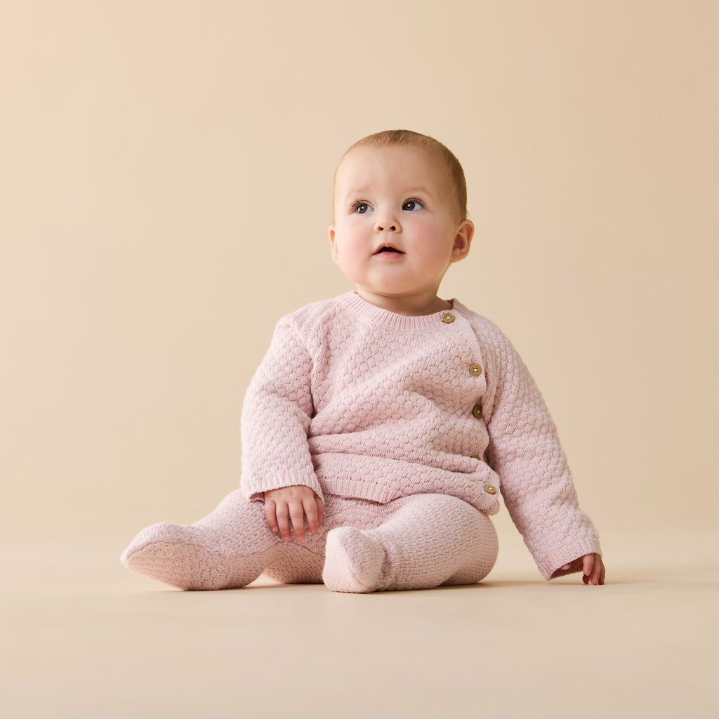 Marshmallow Organic Knitted Bubble Legging with Feet