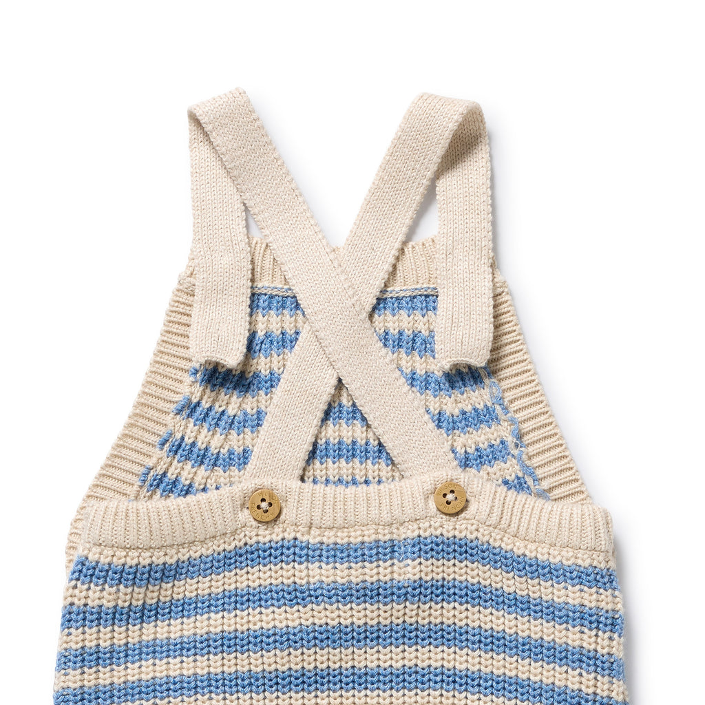 Frosted Blue Organic Knitted Stripe Overall