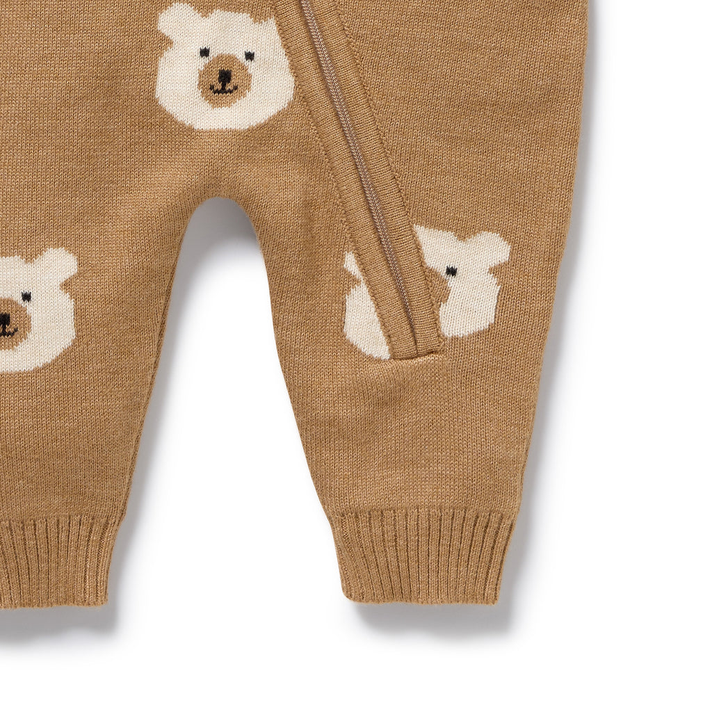 Beary Cute Organic Knitted Jacquard Growsuit