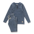Twilight Blue Organic Waffle Henley Pyjamas