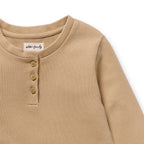 Honey Fawn Organic Waffle Henley Pyjamas