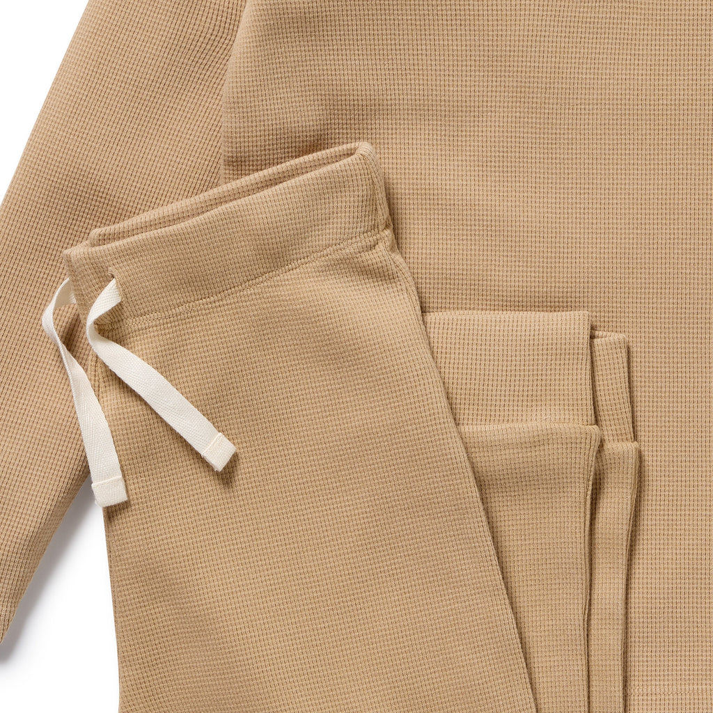 Honey Fawn Organic Waffle Henley Pyjamas