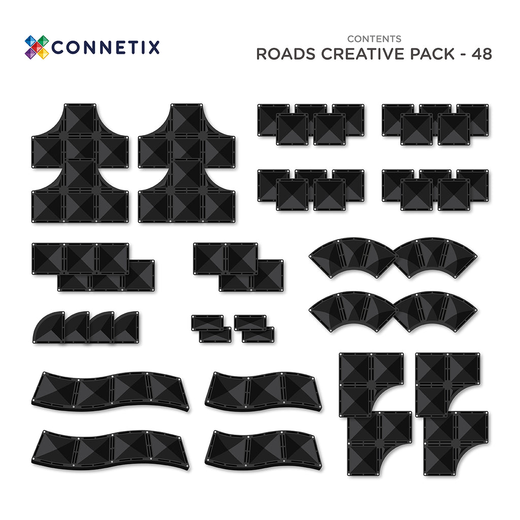 Connetix Tiles - 48 Piece Creative Roads Pack