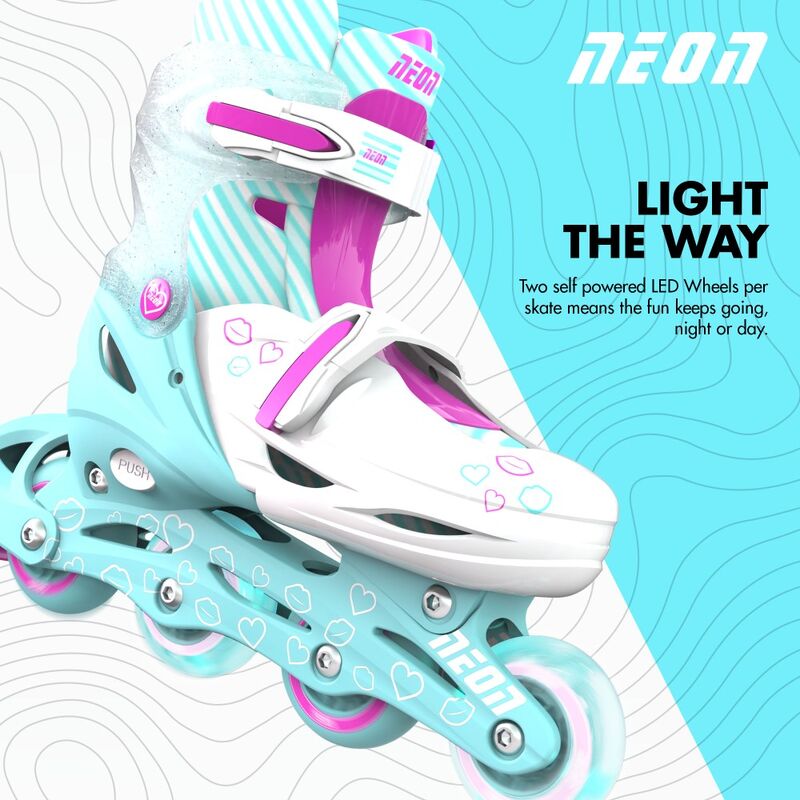 Yvolution Neon Inline Skates - Teal & Pink
