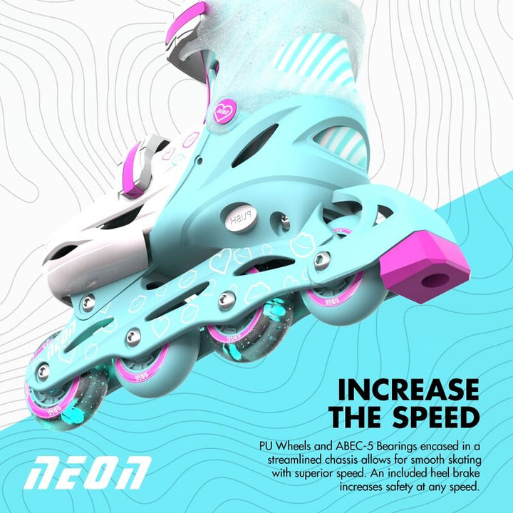 Yvolution Neon Inline Skates - Teal & Pink