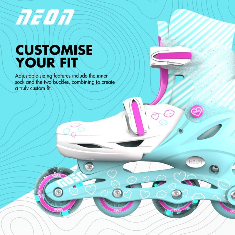 Yvolution Neon Inline Skates - Teal & Pink