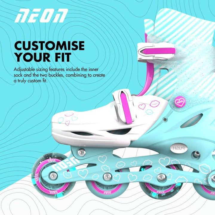 Yvolution Neon Inline Skates - Teal & Pink
