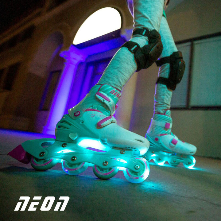 Yvolution Neon Inline Skates - Teal & Pink