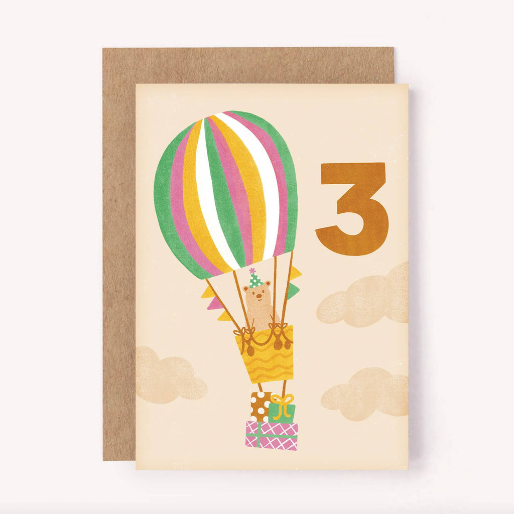 Bear 3rd Birthday Card