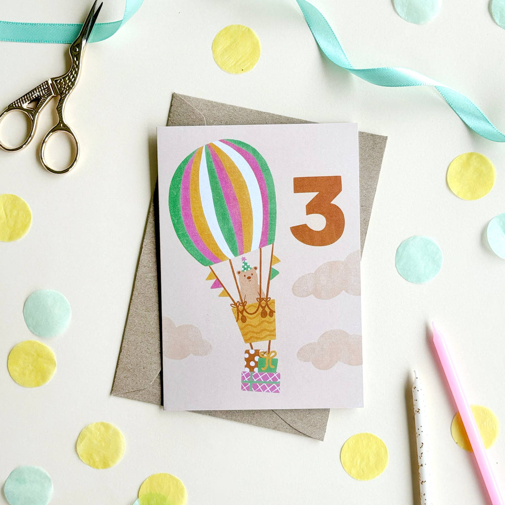 Bear 3rd Birthday Card