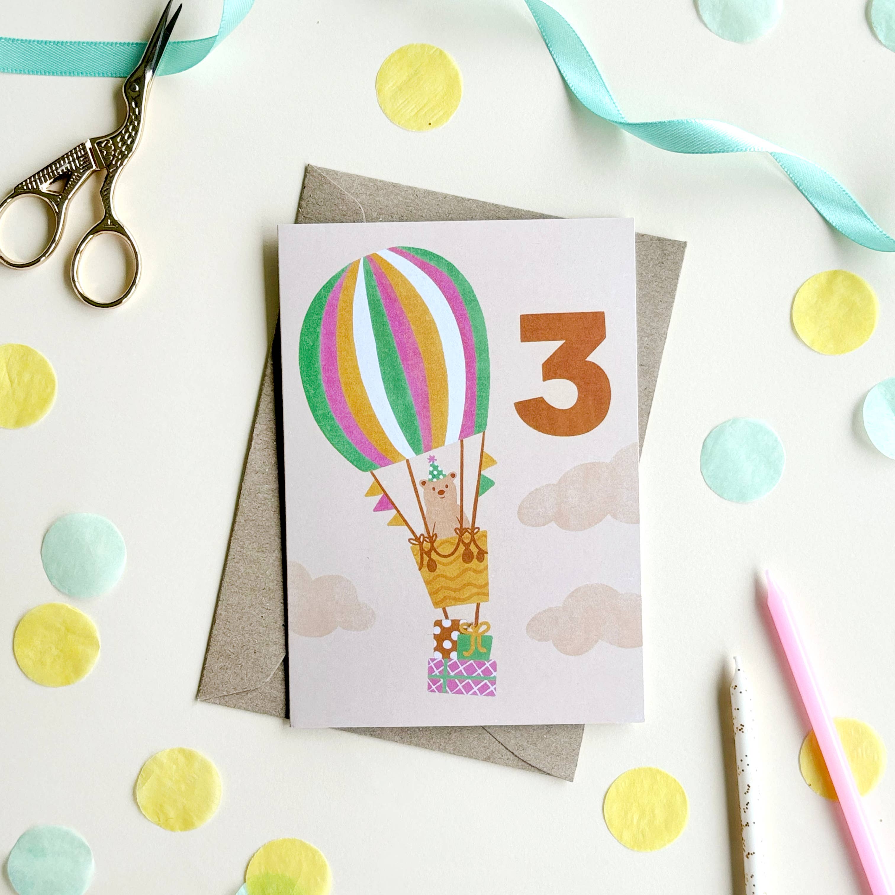 Bear 3rd Birthday Card