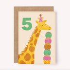 Giraffe 5th Birthday Card