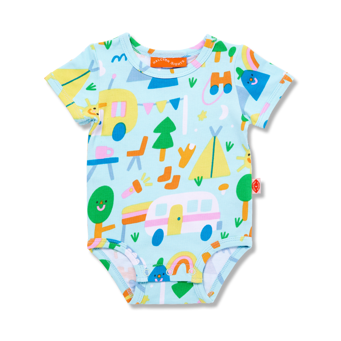 Halcyon Nights Happy Campers Short Sleeve Bodysuit