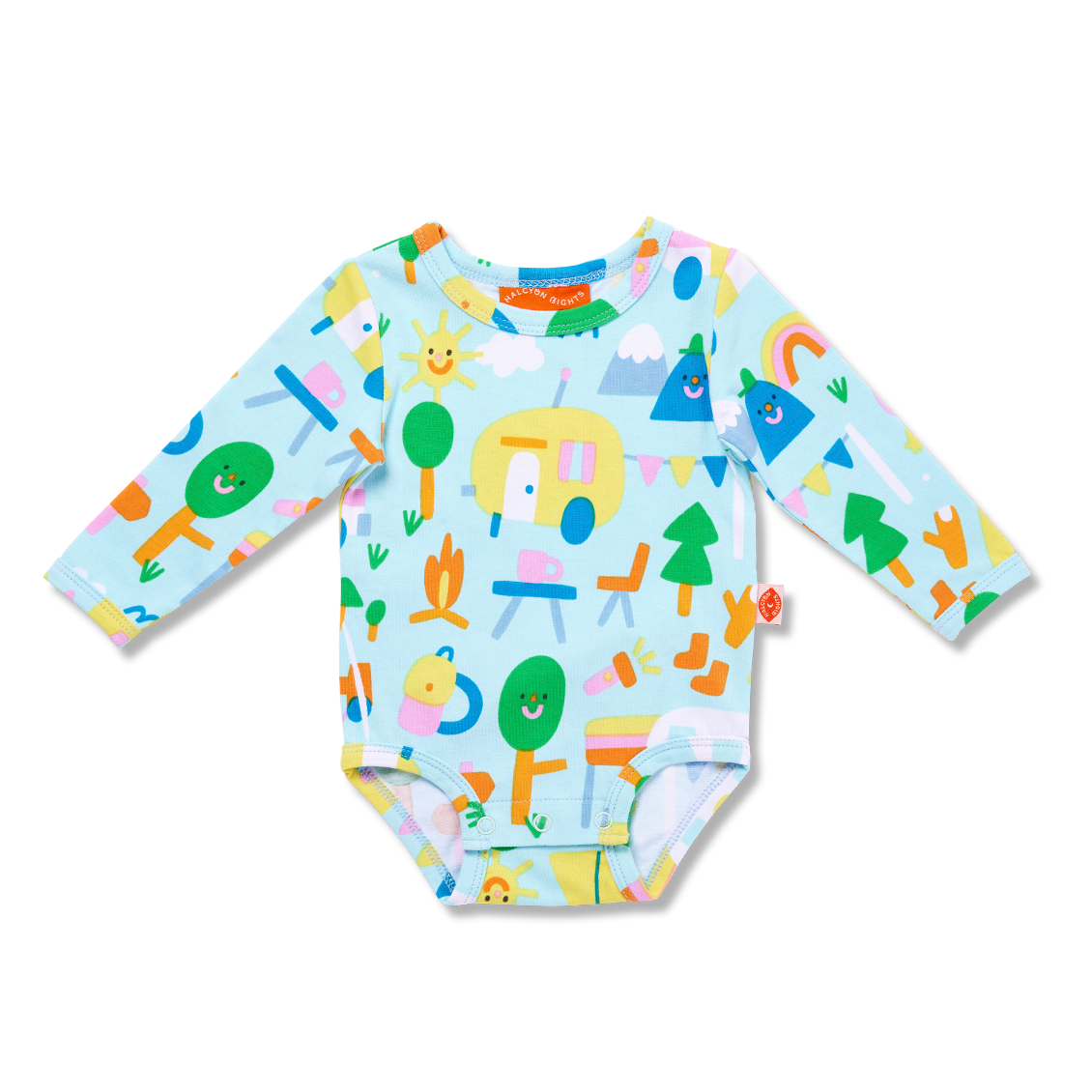 Halcyon Nights Happy Campers Long Sleeve Bodysuit